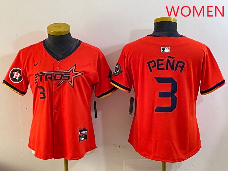 Women Houston Astros Blank #3 Pena Three generations Joint Name 2025 Nike MLB Jersey style 11->women mlb jersey->Women Jersey